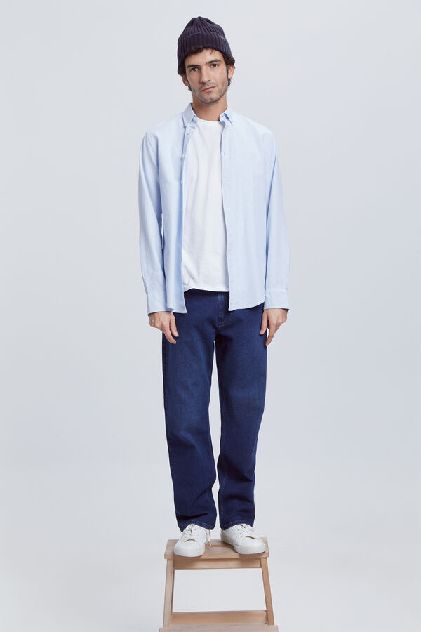 Milano Camisa oxford riscas Estampado azul