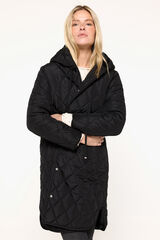 Milano Abrigo acolchado largo con capucha Negro