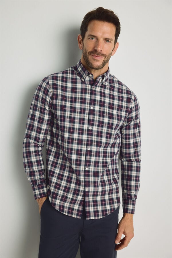 Milano Camisa cuadros manga larga Granate
