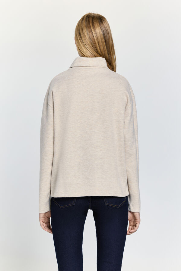 Milano Camiseta punto polar suave cuello cisne Beige