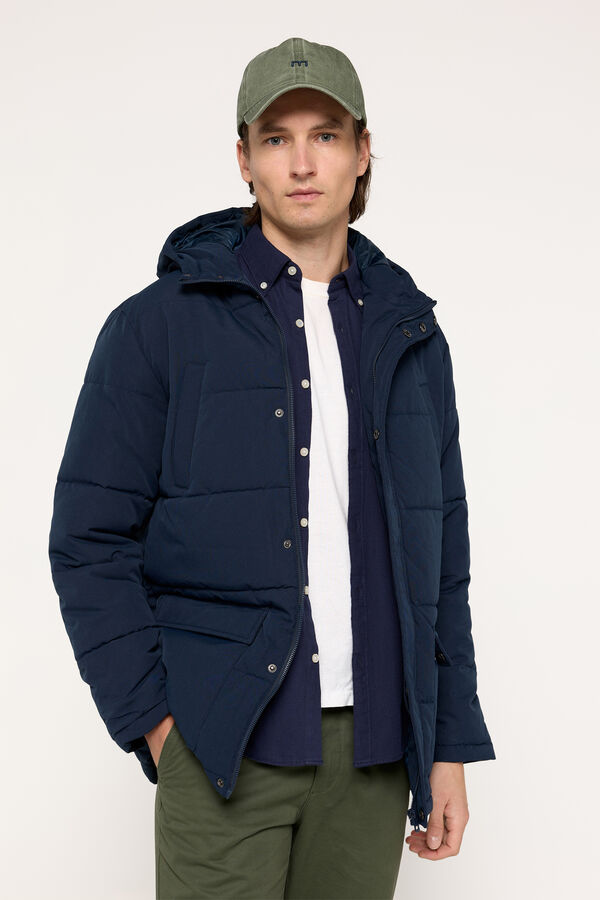 Milano Parka acolchoada com capuz Marinho