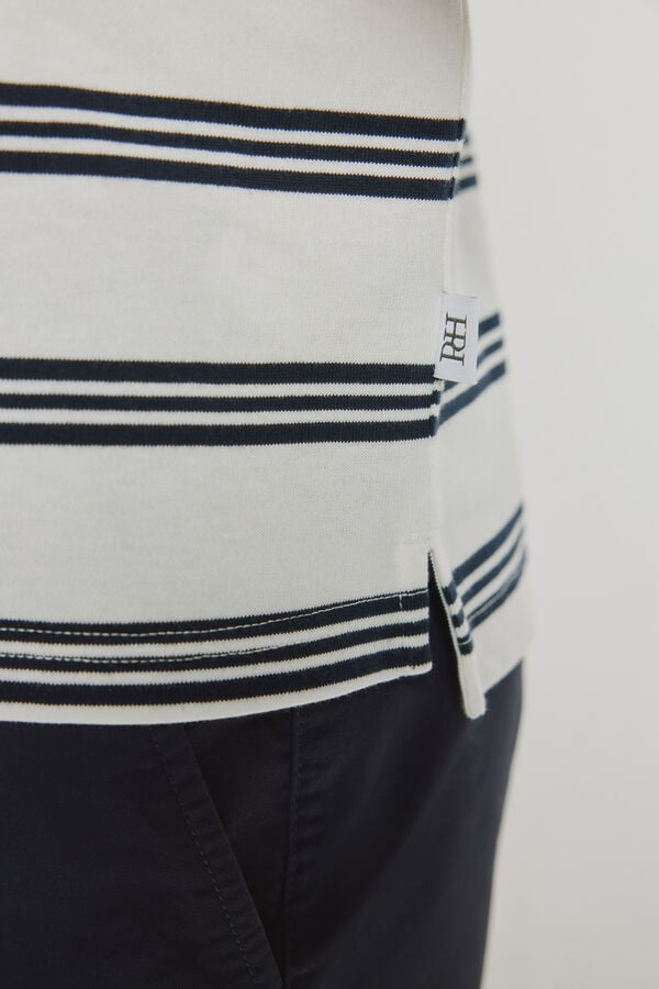 Pedro del Hierro Polo de riscas de manga curta Branco