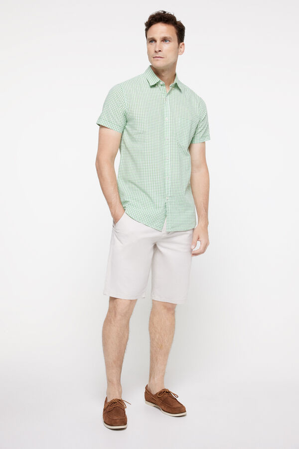 milano Camisa Slub Cuadros Estampado verde