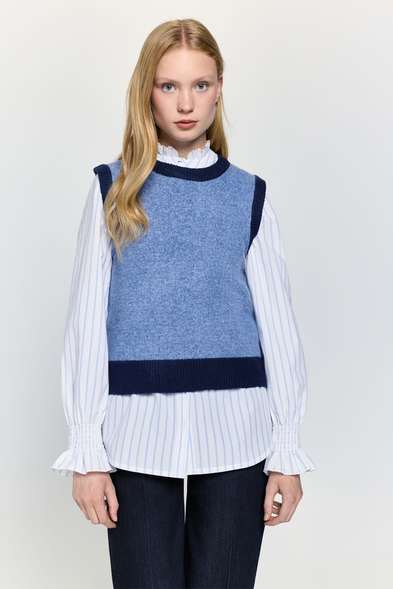 Milano Chaleco de punto detalles a contraste