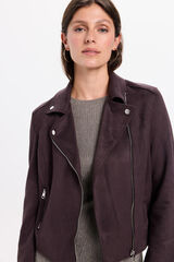 Milano Blusão biker com efeito camurça marrom Castanho