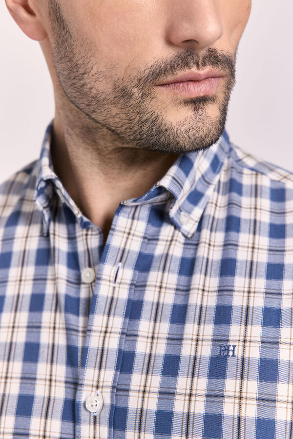 Pedro del Hierro Camisa xadrez com caimento relaxado Azul