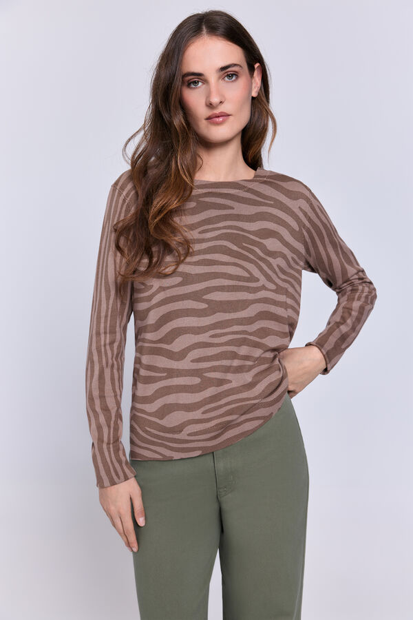 Milano Jersey estampado cuello redondo natural