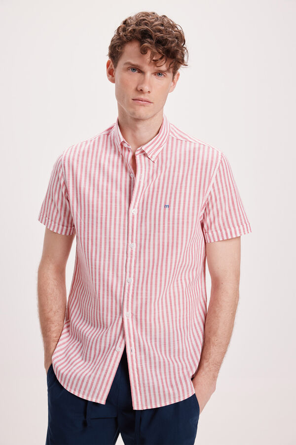 Milano Camisa malha slub riscas Estampado laranja