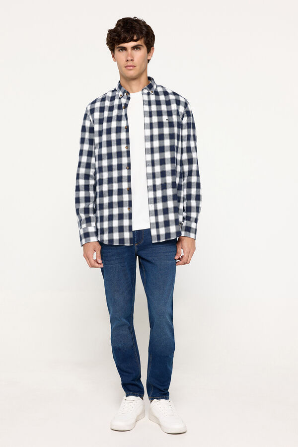 Milano Camisa xadrez de sarja Estampado azul