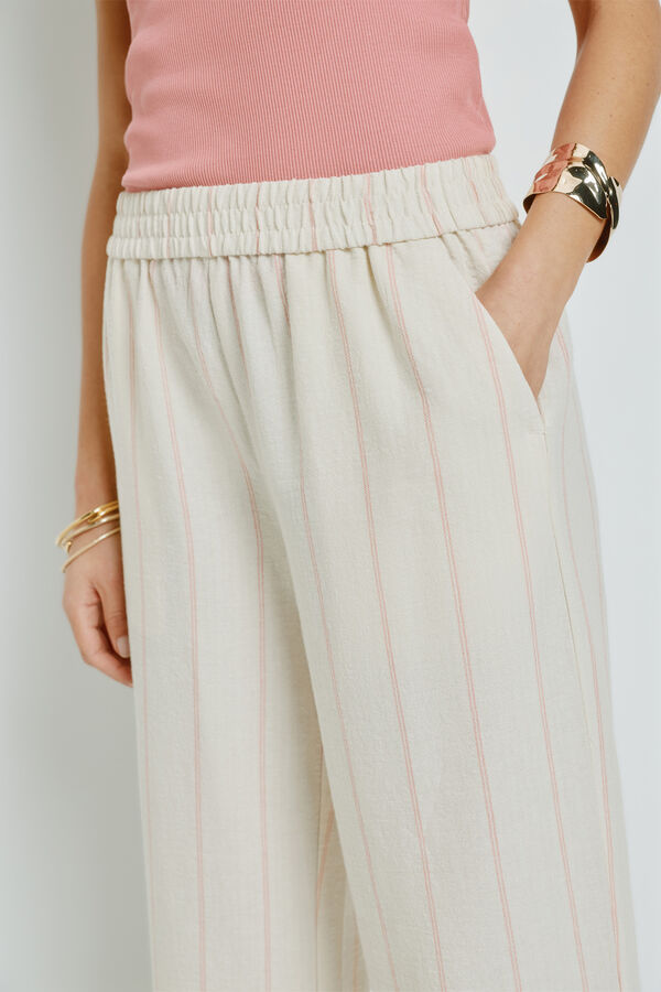 Milano Cal&ccedil;a de riscas com cintura el&aacute;stica Coral