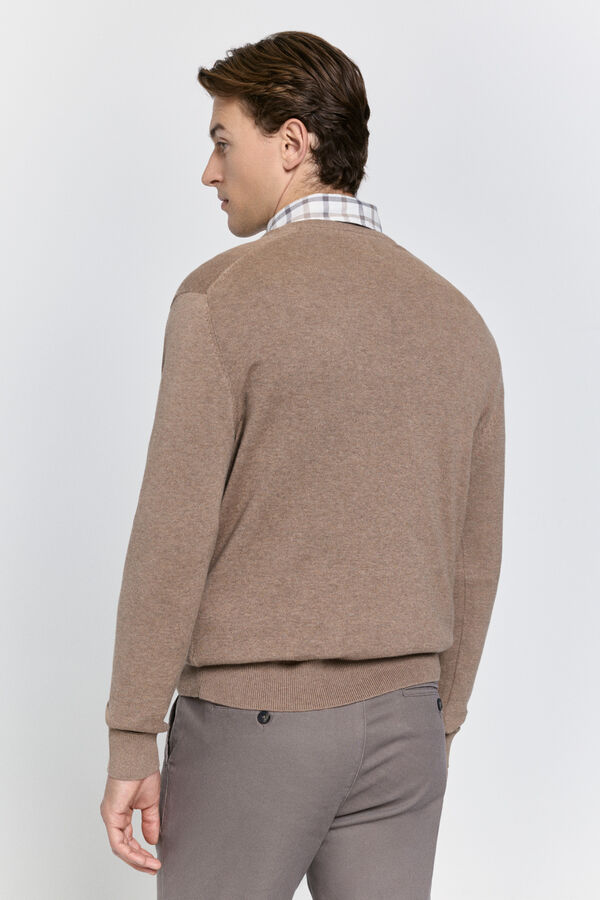 Milano Camisola básico com gola em V Camel