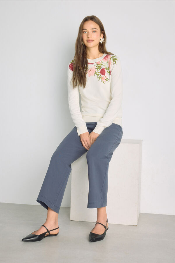 Milano Camisola estampada gola redonda Bege