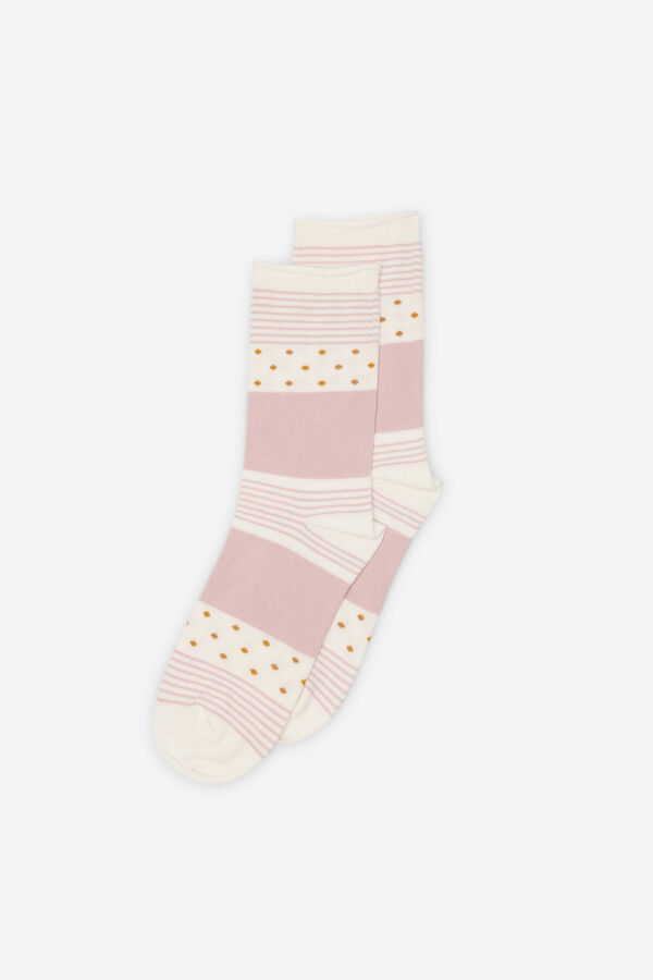 Milano Meia Estampada Rosa