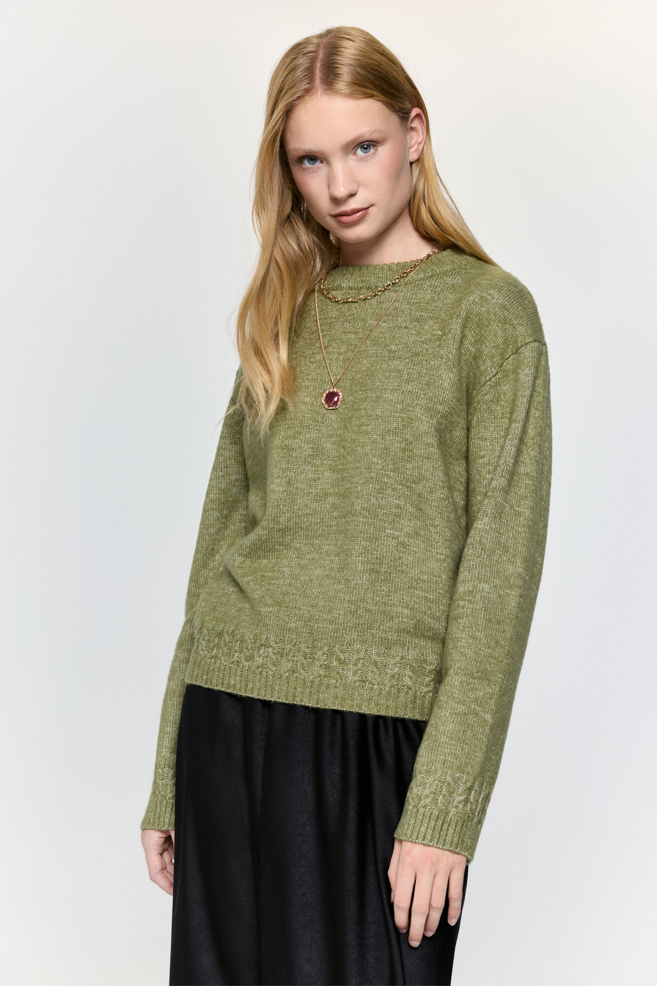 Milano Jersey cuello caja detalles trenzas