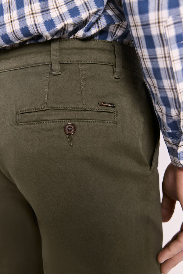 Pedro del Hierro Pantalón chino comfort fit Kaki Oscuro