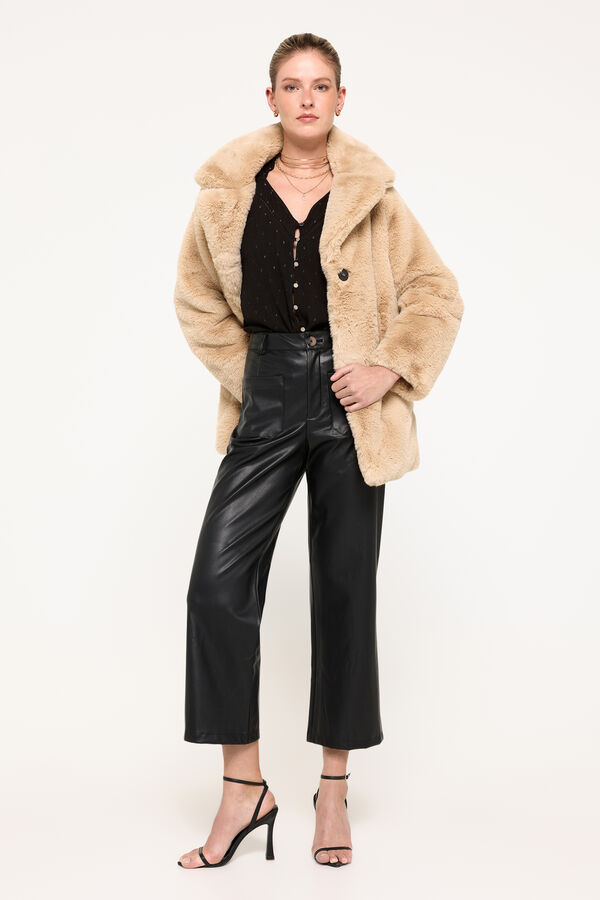 Milano Pantal&oacute;n crop efecto piel Negro