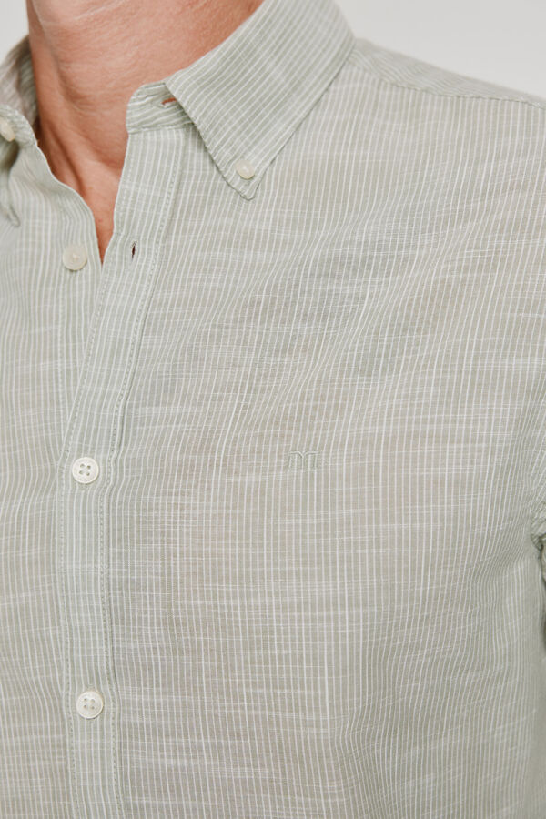 Milano Camisa rayas manga larga Kaki Claro