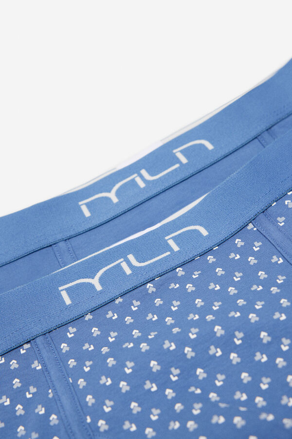 Fifty Outlet Pack x2 boxers com estampado geométrico e liso. Estampado azul