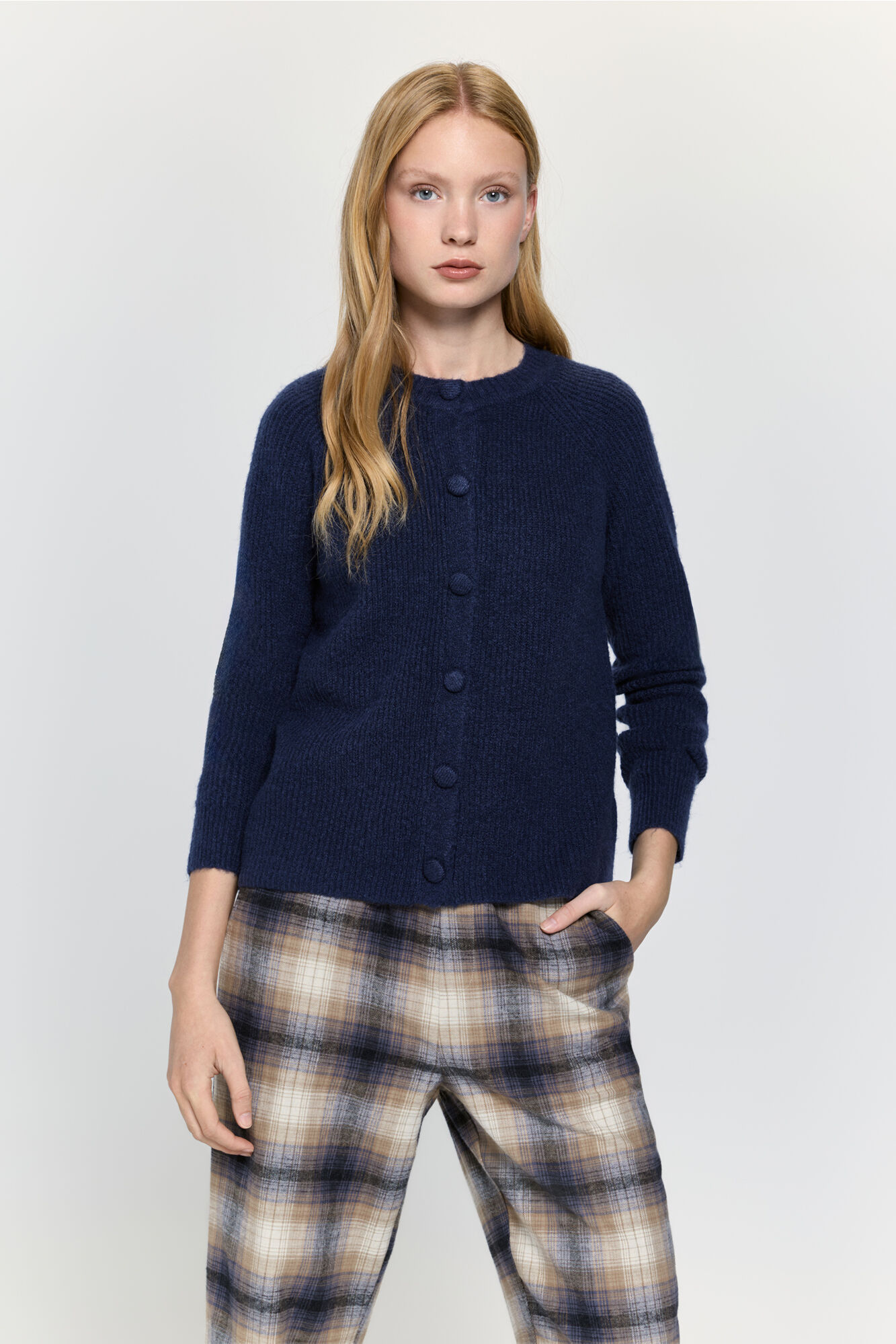 Milano Cardigan de punto botones forrados