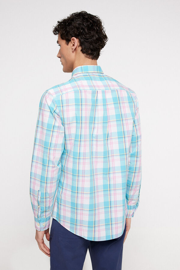 Fifty Outlet Camisa chambray xadrez Estampado azul