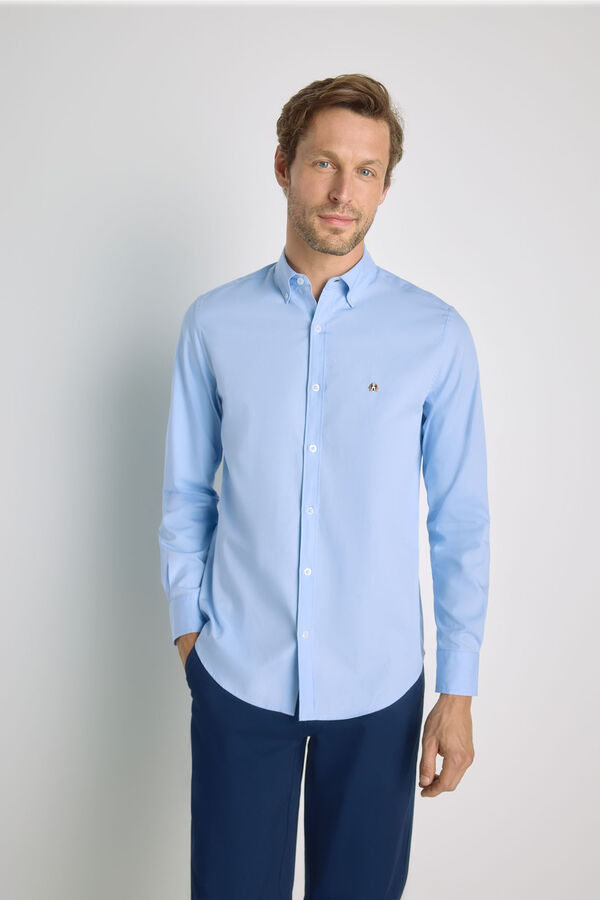 Milano Camisa lisa manga larga Azul Claro