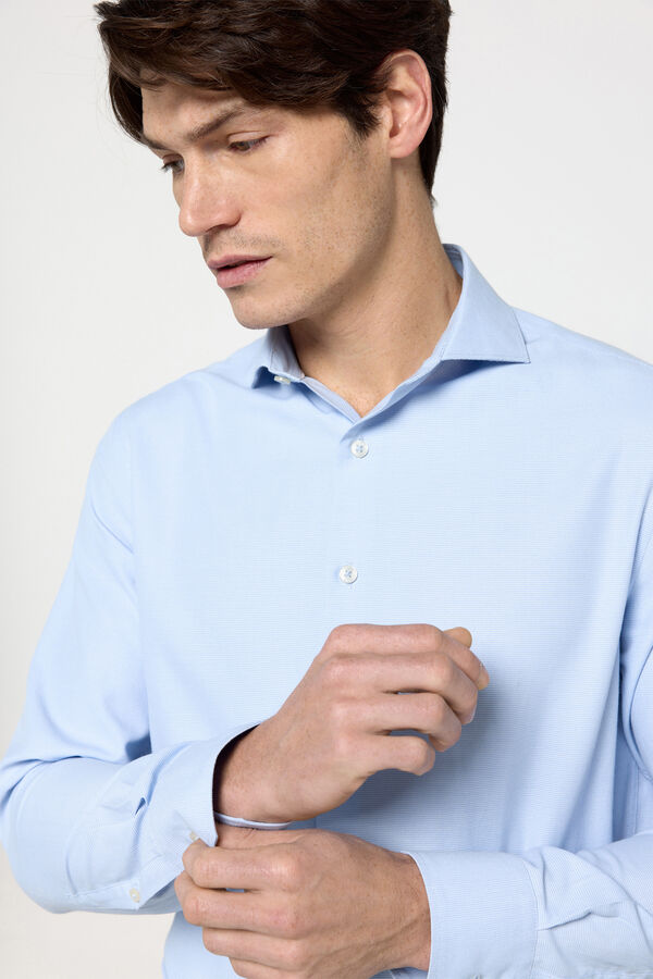 Milano Camisa social com estrutura Milano Azul