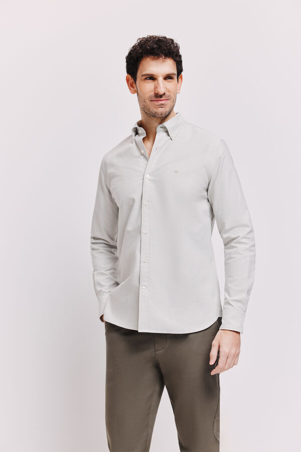 Pedro del Hierro Camisa lisa manga larga Kaki