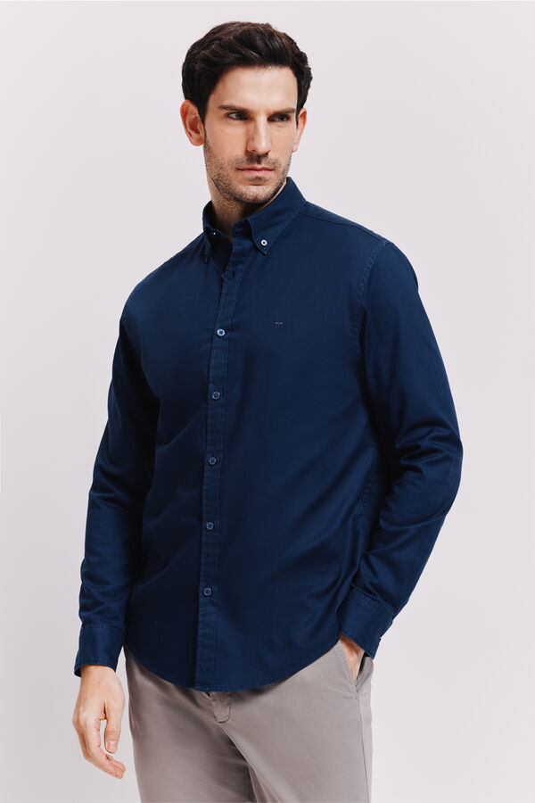 Milano Camisa lisa manga larga Navy