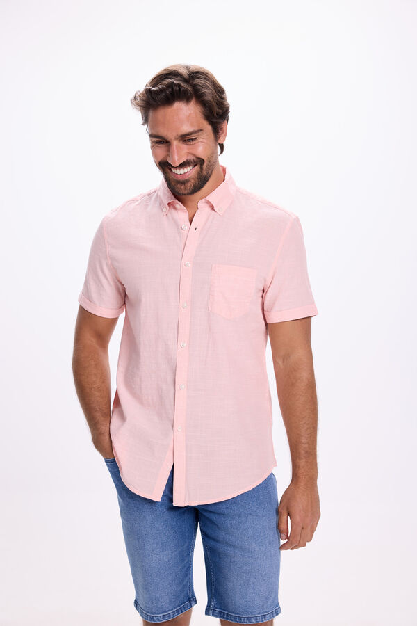 Milano Camisa malha slub lisa Rosa