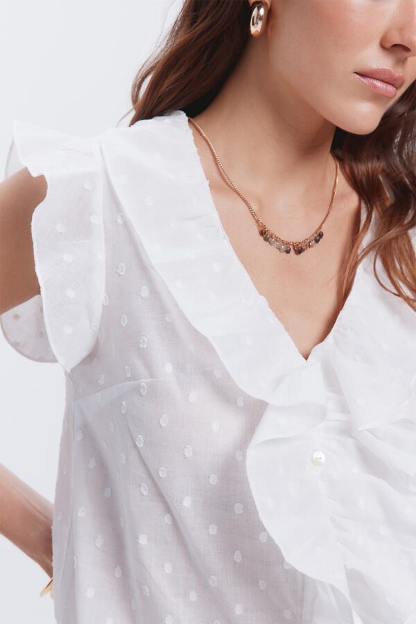Milano Blusa ligera volantes Blanco