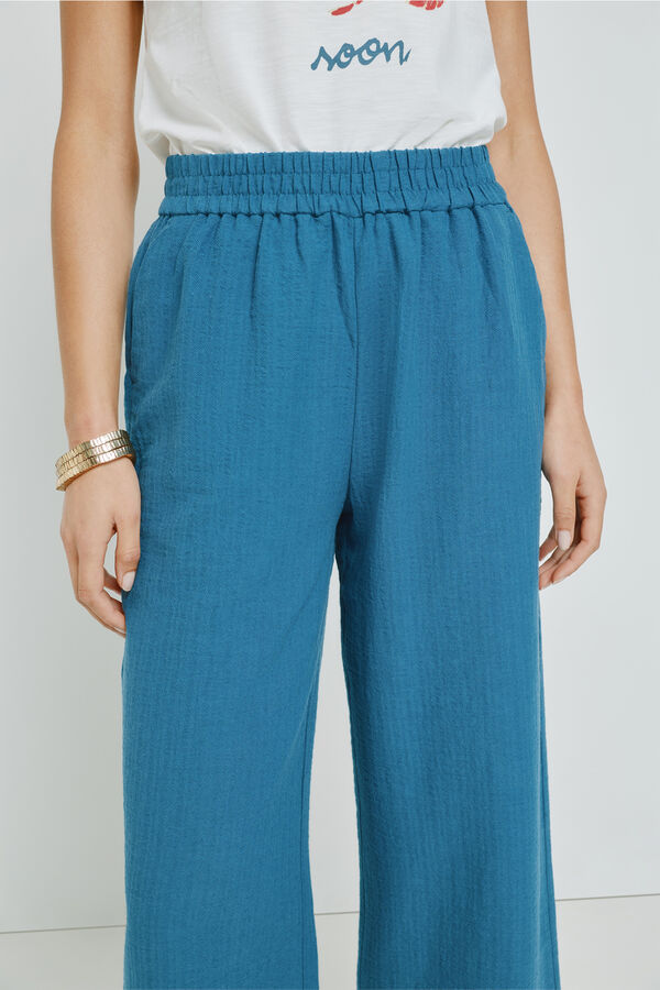 Milano Cal&ccedil;a lisa com cintura el&aacute;stica Azul