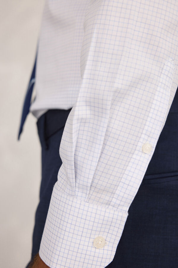 Pedro del Hierro Camisa Vestir Popelin Cuadros Azul Oscuro