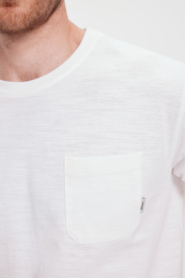 Milano Camiseta b&aacute;sica com bolso Branco