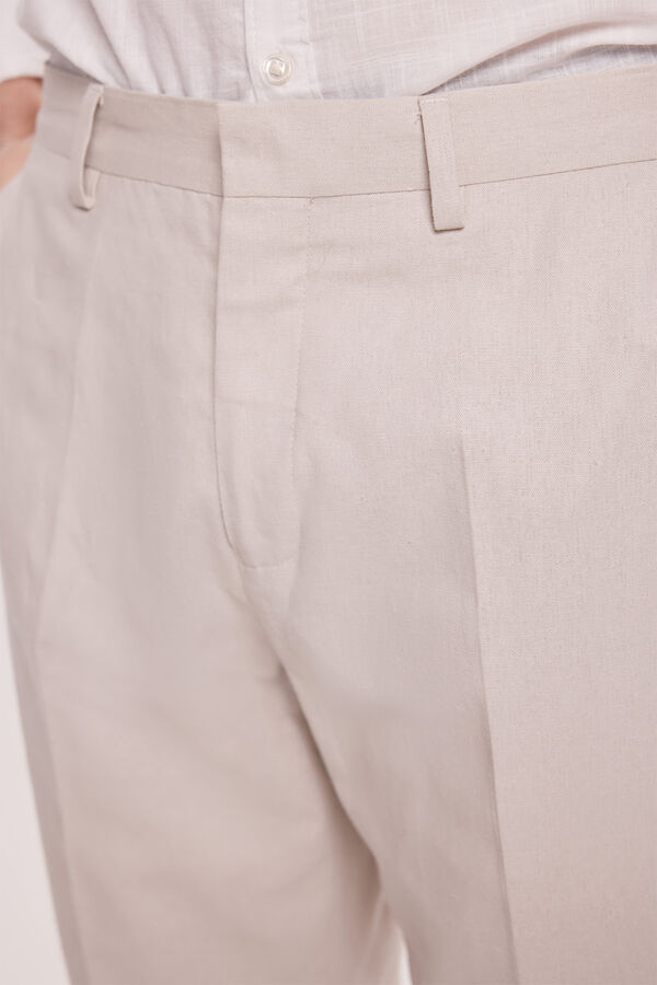 Milano Cal&ccedil;as de linho Estampado branco