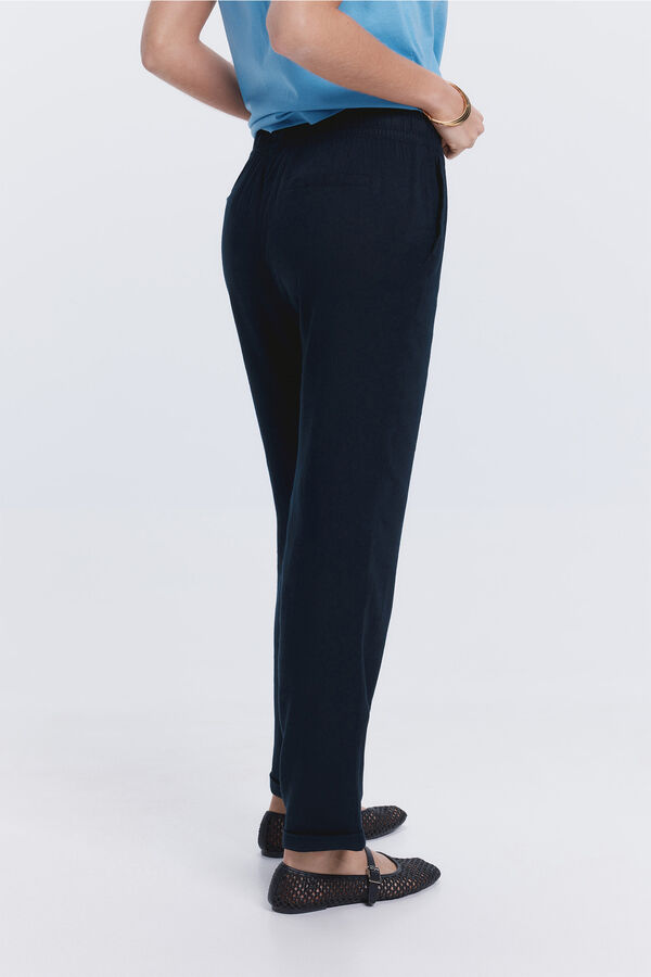 Milano Pantalón largo lino Negro