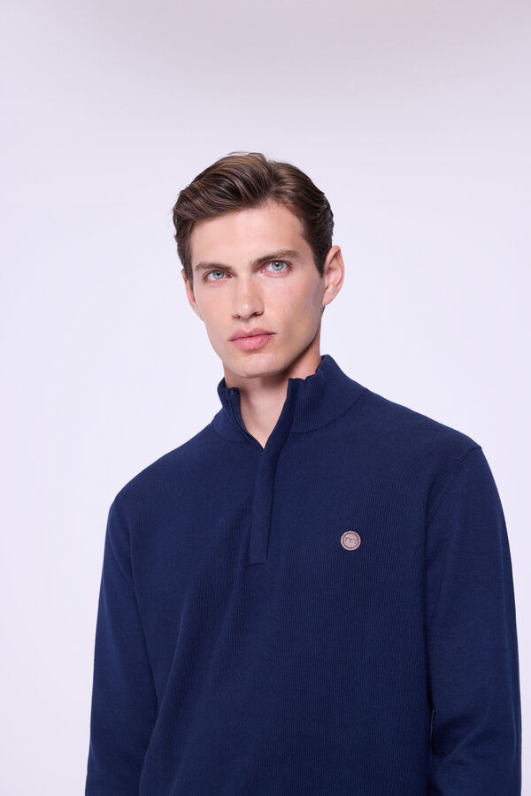 Milano Camisola de malha com meia fecho-éclair Marinho