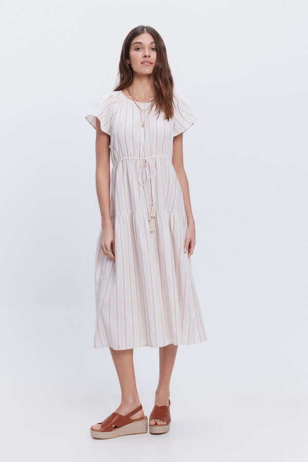 Milano Vestido fluido largo midi Beige