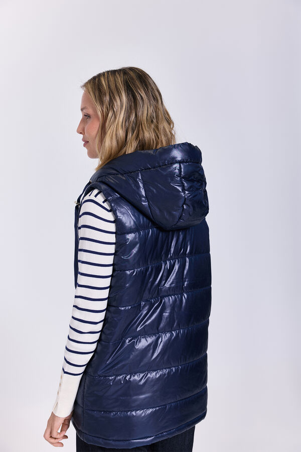 Milano Colete acolchoado com capuz Marinho