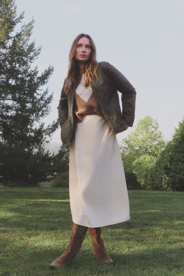 Milano Saia midi com cós elástico Marfim