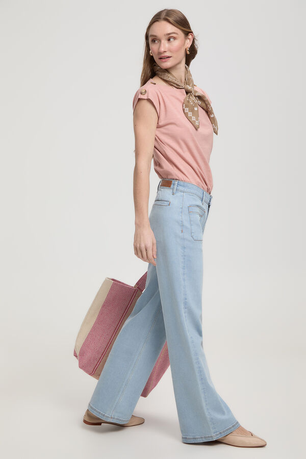 Milano T-shirt com botões nos ombros Rosa