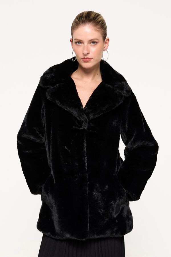 Milano Abrigo efecto pelo Negro