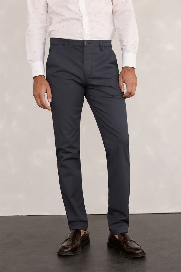 Milano Calças Chino Confortável Marinho