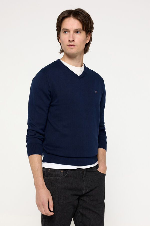 Pedro del Hierro Jersey basico PDH cuello pico Navy