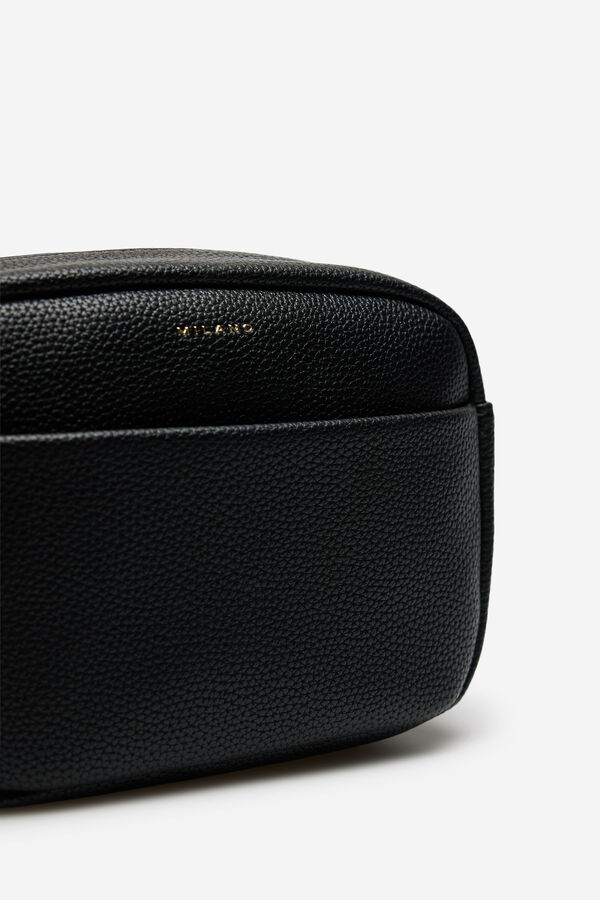 Milano Bolso efecto piel con cinta regulable Negro