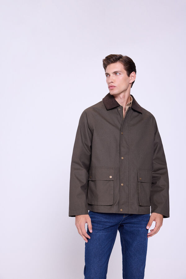 Milano Chaqueta Barbour Bolsillos Kaki Oscuro