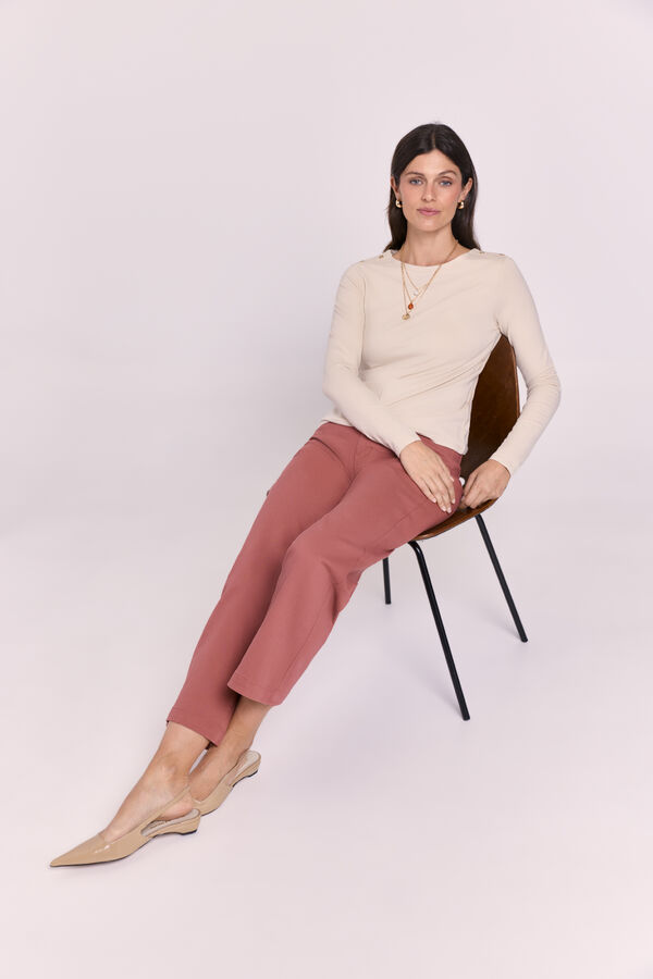 Milano Camisola gola redonda com bot&otilde;es Bege