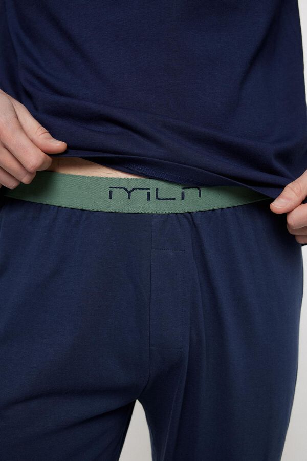 Milano Pijama largo algod&oacute;n Navy
