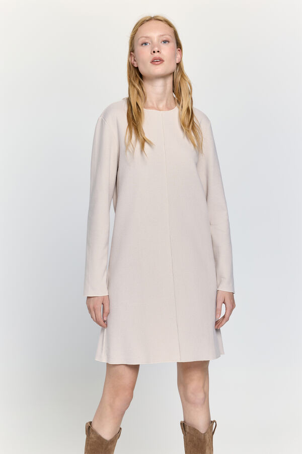 Milano Vestido básico de tecido plush Bege