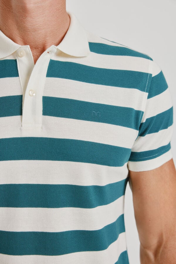 Milano Polo de riscas de manga curta Azul