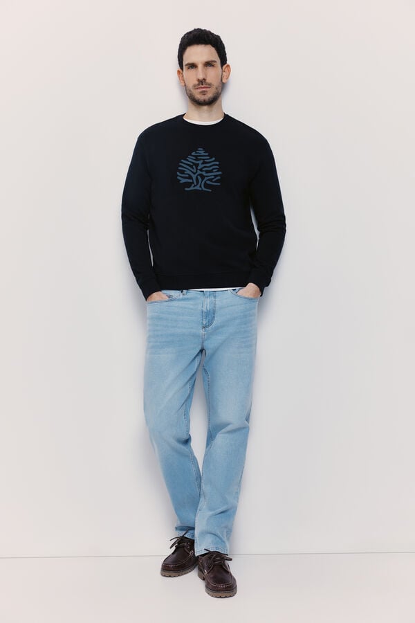 Springfield Sudadera cuello redondo con logo Navy